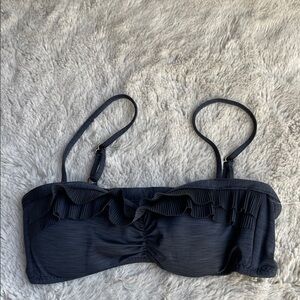 Becca Ruffle Bandeau Bikini Top in dark blue size M